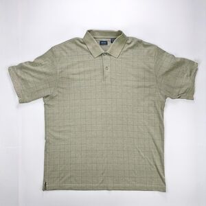 IZOD Polo Shirt XL Sage Green Grid Golf Casual Classic Fit Summer Style Resort